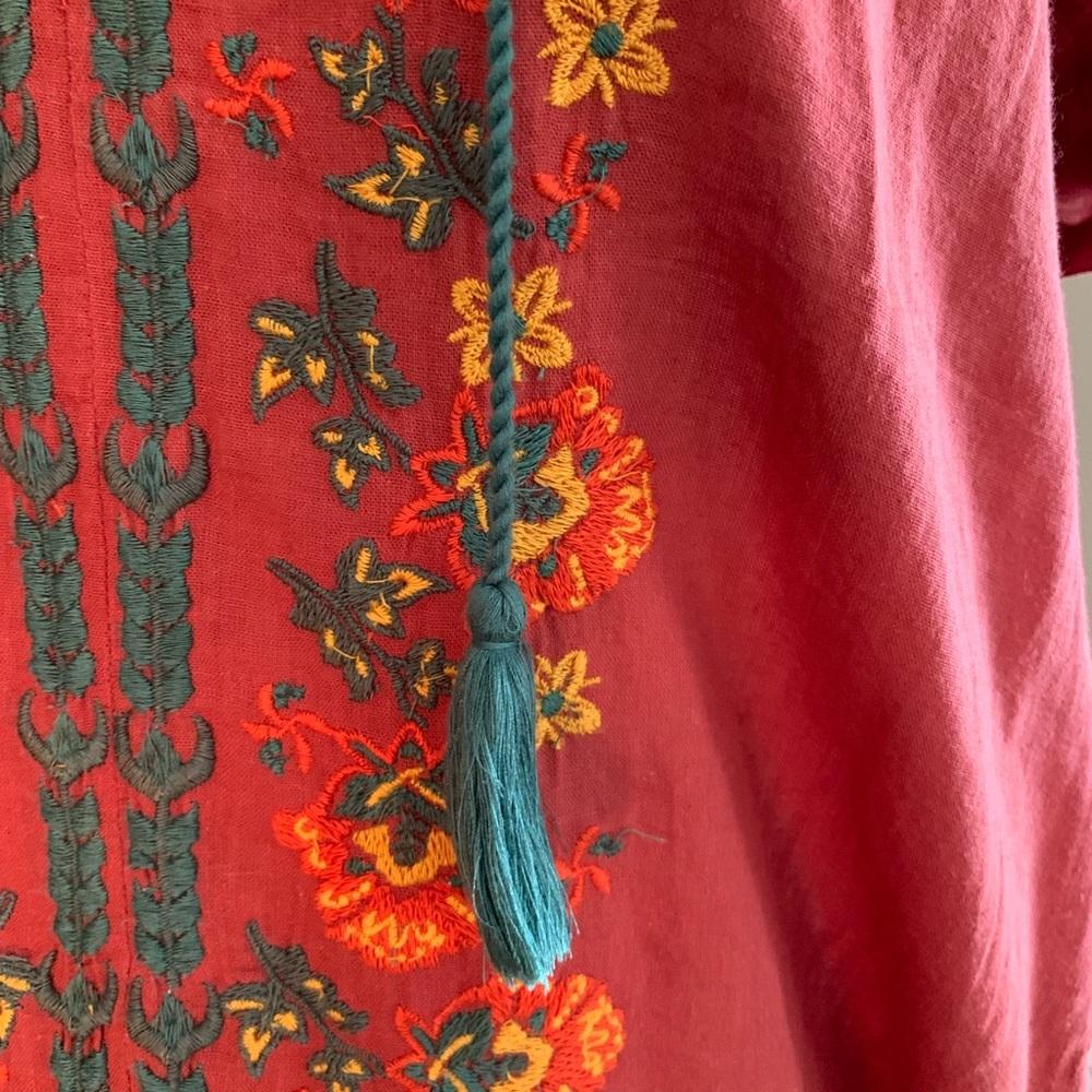 NATURAL LIFE Red and Orange Embroidered  Swimsuit Coverup - never worn - Picture 6 of 7